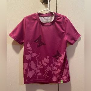 Girls Medium Cannondale cycling butterfly athletic shirt top small fuschia pink